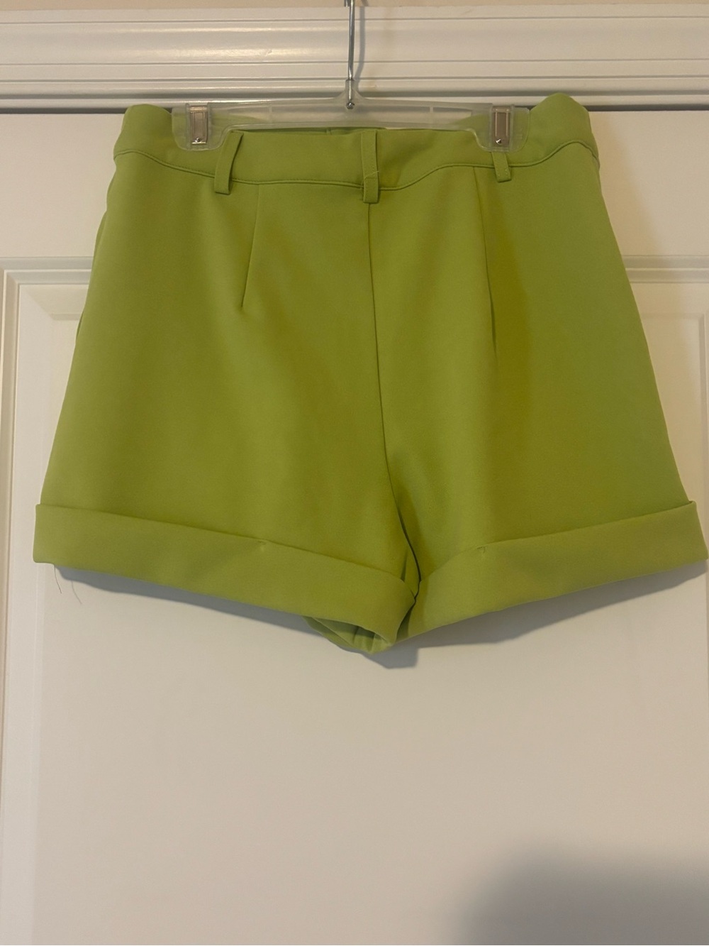 Forever 21 Bright Lime Green Cuffed High-Rise Shorts